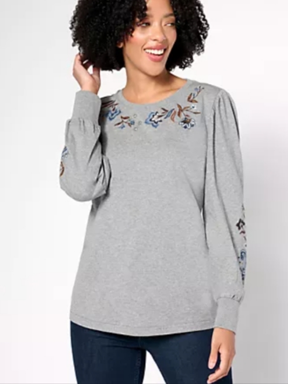 Driftwood Embroidered Floral Long Sleeve Macey Clare - Picture 2 of 7